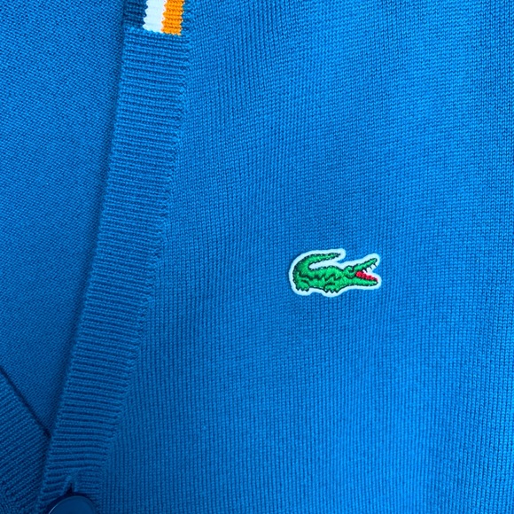 Lacoste Cardigan in teal with striped details - Size 4 - Picture 2 of 3
